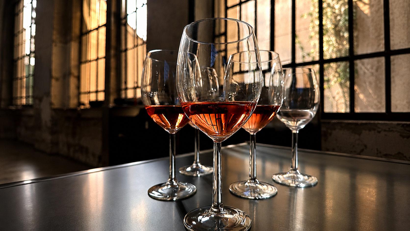 Calici e vino nell'esperienza